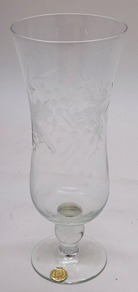 Set Of 12 Vintage Etched Glass Stems;     8 High End Stems