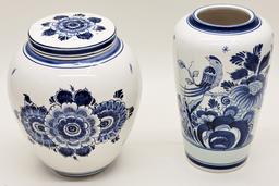 Blue Delft Vase - 8";     Blue Delft Cookies Jar