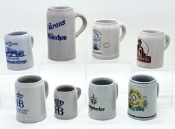 8 Vintage Germany Beer Steins - Tallest Is 7¼"