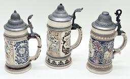 3 Germany Beer Steins - Tallest Is 9"