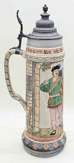 Large Hand Painted Germany Beer Stein - 17"