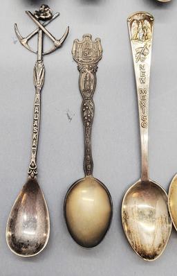 17 Sterling Demitasse Souvenir Spoons (5.83 Ozt)