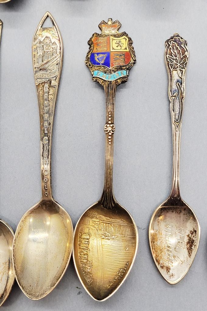 17 Sterling Demitasse Souvenir Spoons (5.83 Ozt)