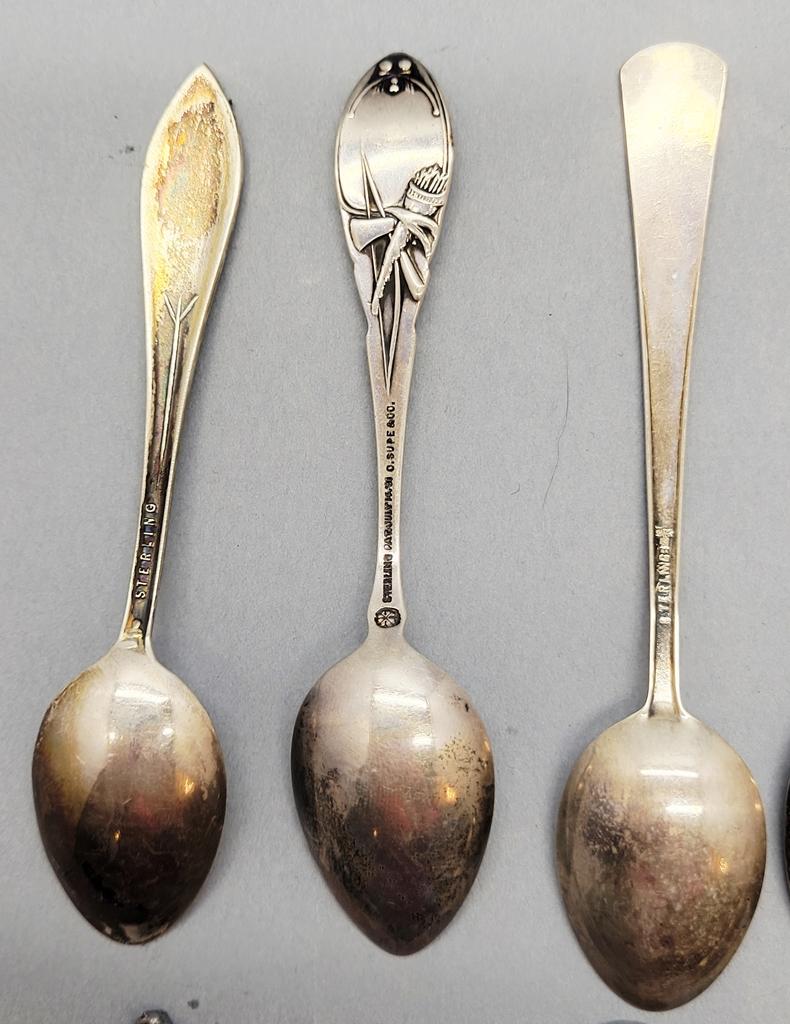 17 Sterling Demitasse Souvenir Spoons (5.83 Ozt)