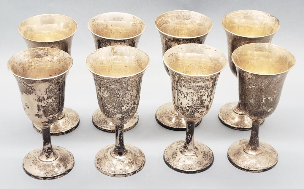 Set Of 8 Wallace Sterling Goblets (48.18 Ozt)