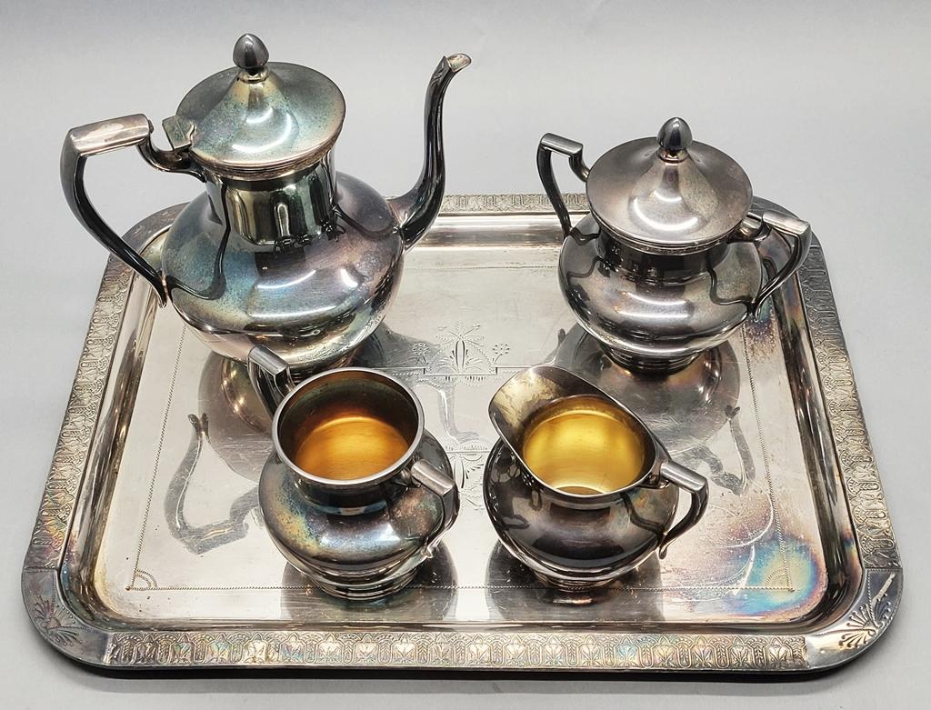 Estate Lot - Includes 4-piece Tea Set W/ Tray, 2 Trays, Serving/Baking Dish