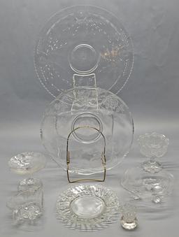 8 Pieces Glass - Includes 15" Cut Glass Platter, 12¾" Elegant Glass Bowl, E
