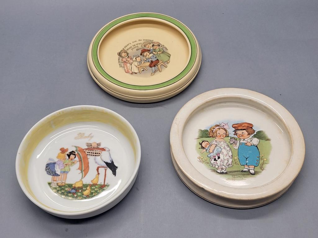 3 Vintage Children's Bowls - 1 Has Chip On Rim