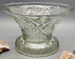 Vintage Pressed Glass Bowl W/ Shells - 6½"x8¾"