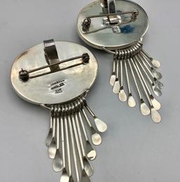 2 Mexican Sterling 3" Brooch/Pendants W/ Stones - Signed (1.03 Ozt Total We