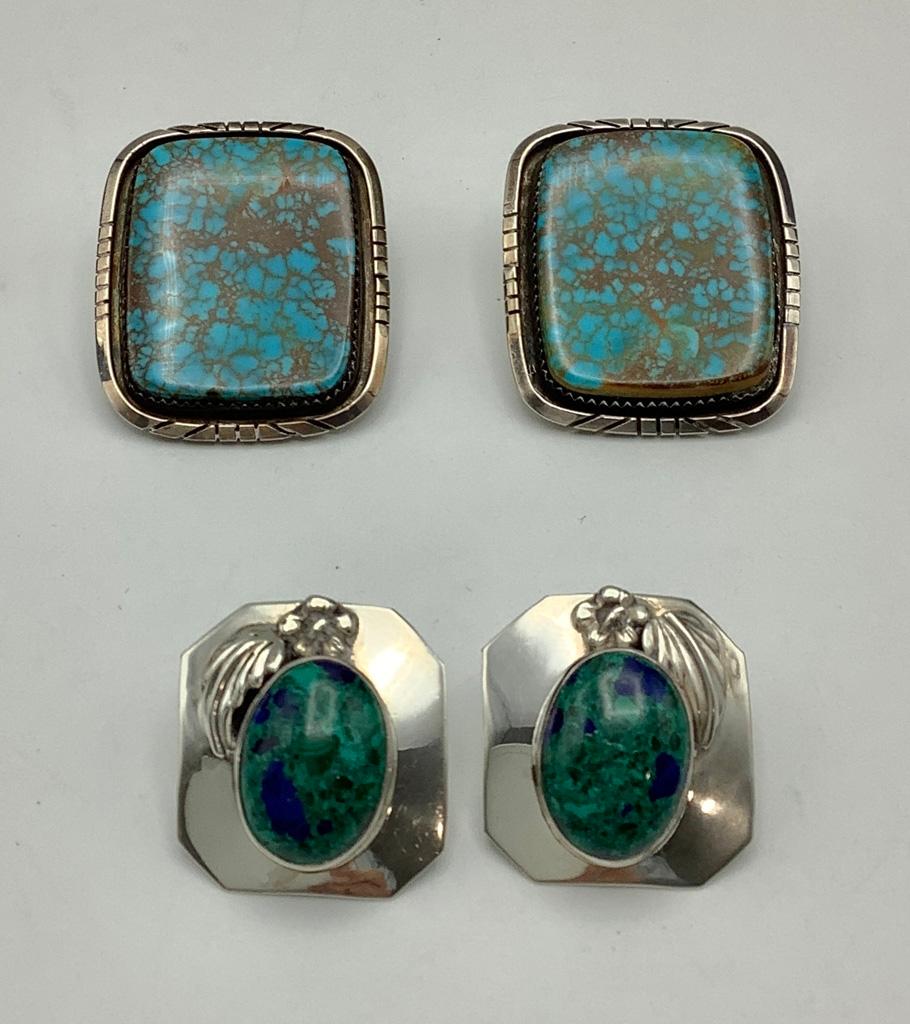 Pair Carol Felley Lapis & Sterling Earrings (0.47 Ozt Total Weight);     Pa