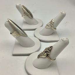 4 Sterling Rings - Sizes 8, 7½, 6, & 6 (1.02 Ozt Total Weight)