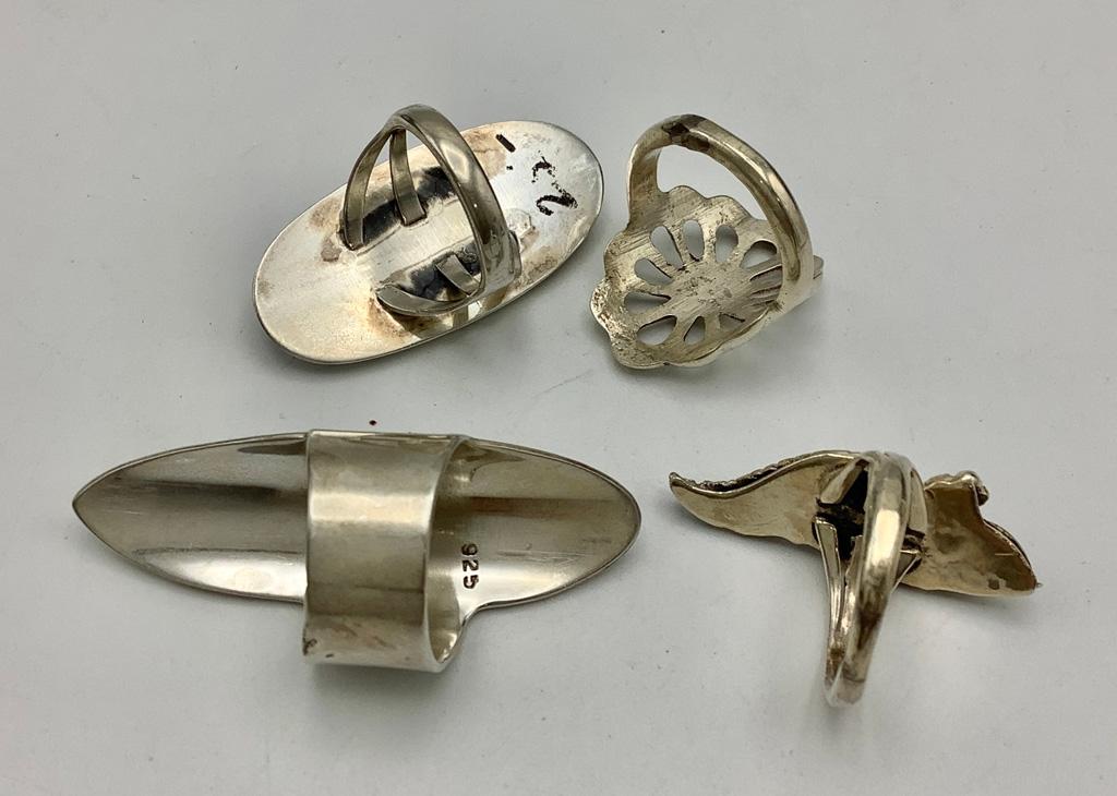 4 Sterling Rings - Sizes 8, 7½, 6, & 6 (1.02 Ozt Total Weight)