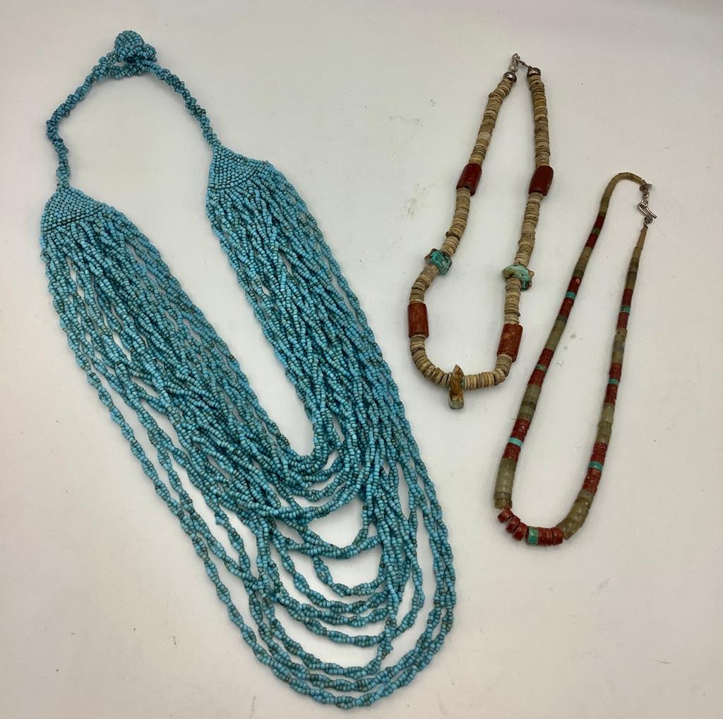 3 Southwest Style Necklaces - Longest 16" Drop