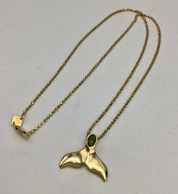 14kt Chain W/ Gold Tone Whale Tale - 16" (3.3g Total Weight)