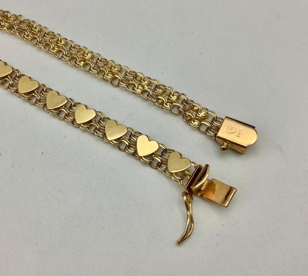 14kt Heart Bracelet - 7" (5.6g Total Weight)