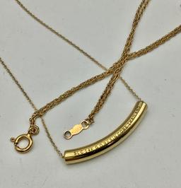 14kt Necklace - 16";     14kt Chain Bracelet - 6½"     (1.9g Total Weight)