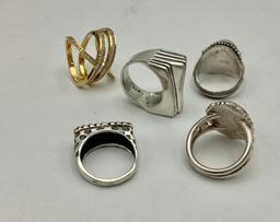 5 Sterling Rings - Size 7½ (1.48 Ozt Total Weight)