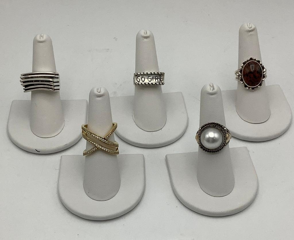 5 Sterling Rings - Size 7½ (1.48 Ozt Total Weight)