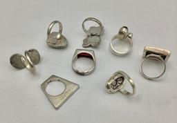 8 Sterling Rings - Sizes 6 & 6½ (1¾ Ozt Total Weight)