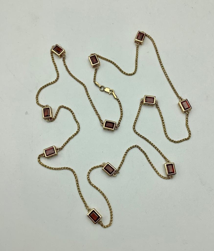 14kt Garnet Necklace - 30" (12.5g Total Weight)