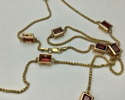 14kt Garnet Necklace - 30" (12.5g Total Weight)