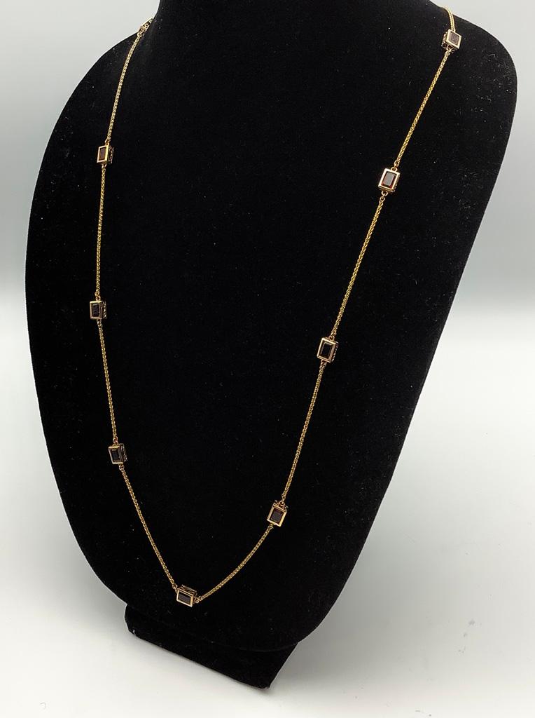 14kt Garnet Necklace - 30" (12.5g Total Weight)