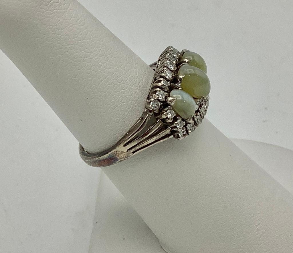 18kt Diamond Chrysoberyl Ring - Size 6½ (4.2g Total Weight)