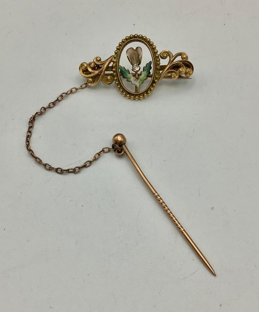 14kt Brooch - 1¼" W (3.9g Total Weight)