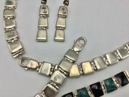 925 & Bead Necklace - 17½";     Bracelet - 7½";     Pair Earrings (2½2 Ozt