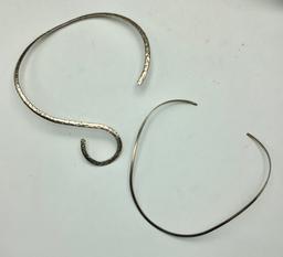 2 Sterling Collar Necklaces (1.48 Ozt Total Weight)