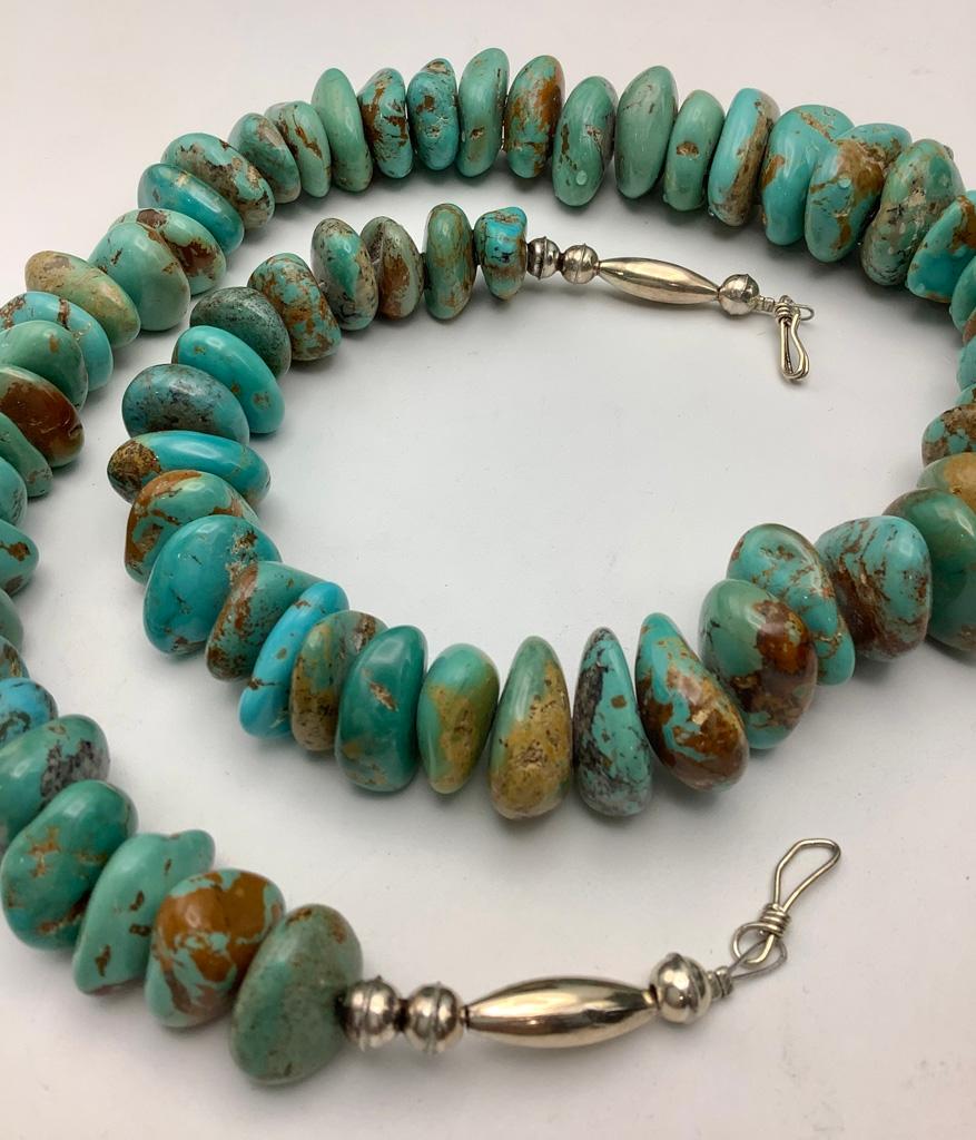 Chunky Heishi Bead Native American Turquoise 26" Necklace