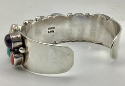 G. Billy Navaho Multi-Gemstone Sterling Cuff Bracelet (2.01 Ozt Total Weigh