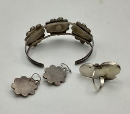 Sterling Cuff Bracelet;     Sterling Earrings;     Sterling Ring-Size 6 (1.