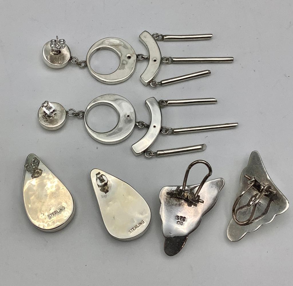 3 Pairs Sterling Earrings (1.47 Ozt Total Weight)