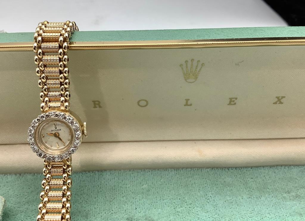 14kt Ladies Diamond Vintage Rolex Watch W/ Original Box - 7" (33.2g Total W