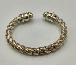 925/14kt Cuff Bracelet - Stamped/Unknown Maker (1.95g Total Weight)