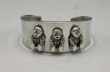 Carol Felley Sterling Storyteller Cuff Bracelet (1.62 Ozt Total Weight)