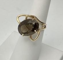 14kt Smoky Quartz Ring - Size 6 (6.0g Total Weight)