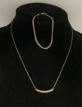 14kt Necklace - 16";     14kt Chain Bracelet - 6½"     (1.9g Total Weight)