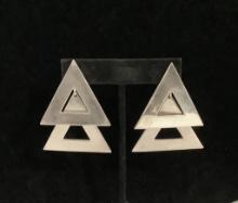 Pair Sterling Triangle Earrings - 2" Long (0.83g Total Weight)