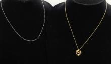 2 14kt Necklaces - 1 18" White Gold (1.2g Total Weight) & 1 18" (2.8g Total