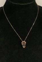 14kt 30" Box Chain W/ ¾" Smoky Quartz Pendant (5.1g Total Weight)