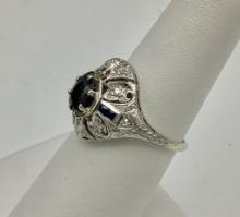 14kt Diamond Sapphire Ring - Size 6½ (1.7g Total Weight)