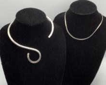 2 Sterling Collar Necklaces (1.48g Total Weight)