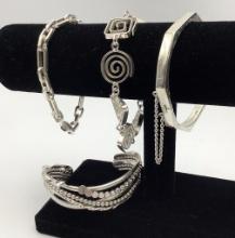 4 Sterling Bracelets - 1 8" & 1 7½" (2.64g Total Weight)