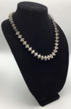 20" Sterling Bench-Made Navajo Saucer Shaped Pearl Necklace (2.49g Total We