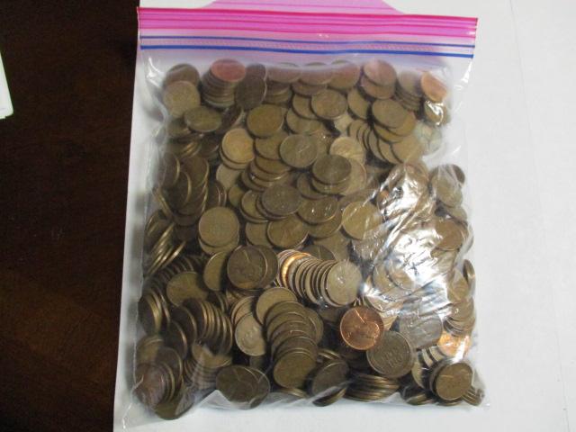 Wheat Cents 1930's, 40's & 50's 5lb Bag Approximately 750 coins