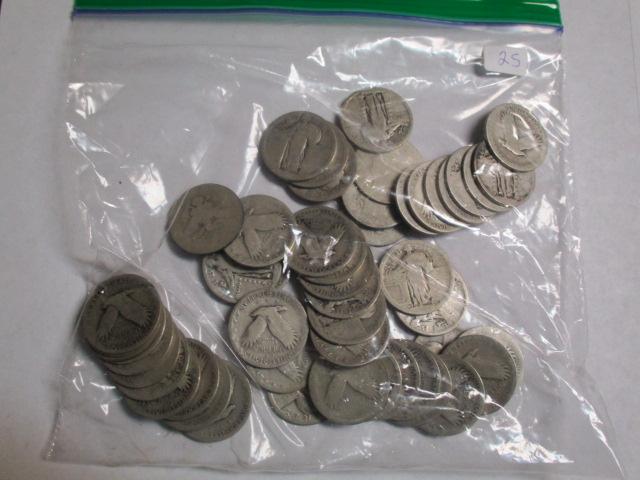 Silver Standing Liberty & Barber 25 cent No Date (50 Coins)