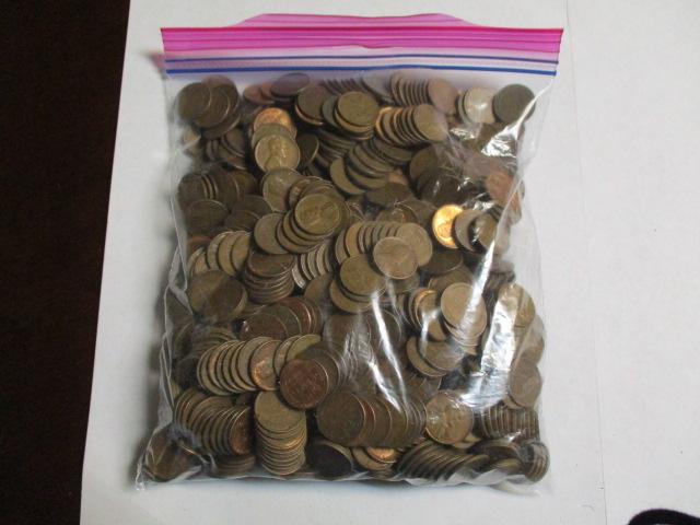 Wheat Cents 1930's, 40's & 50's 5lb Bag Approximately 750 coins